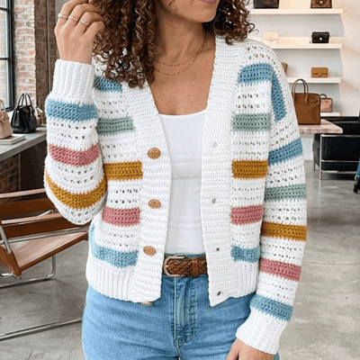 Estrila Striped Cardigan CROCHET PATTERN & VIDEO